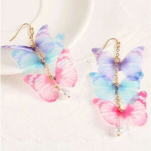 Y2K Angelcore Fairycore Barbiecore Butterfly Charm Drop Earrings